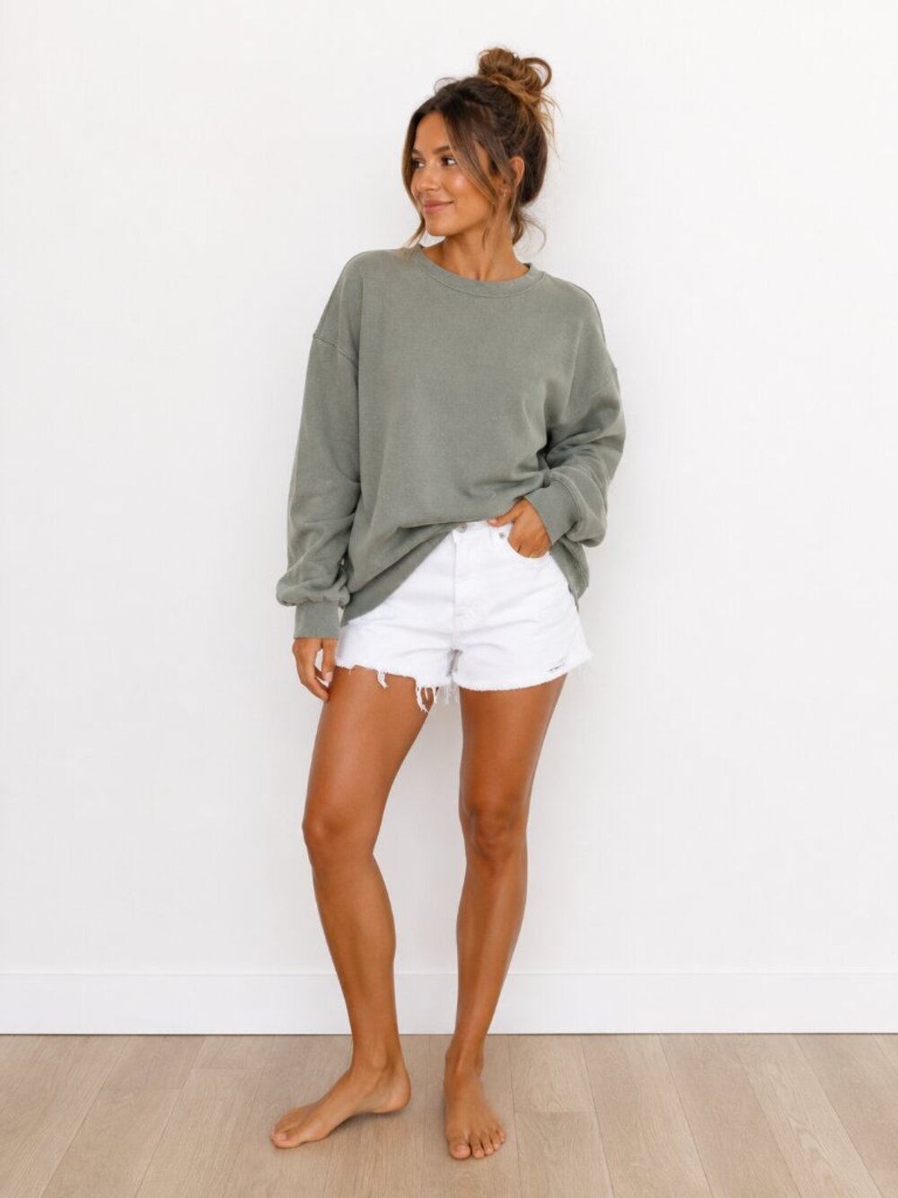 aerie Women's Crewneck Sweatshirt in Sage